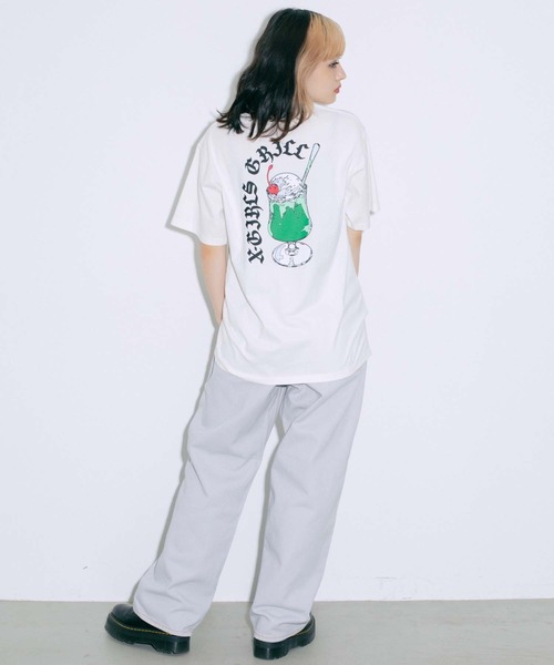 X-girl（エックスガール）の「SODA FLOAT S/S TEE（Tシャツ/カットソー・レディース・ホワイト/オレンジ/ブラック・L/S/M/XL）」の13枚目の写真