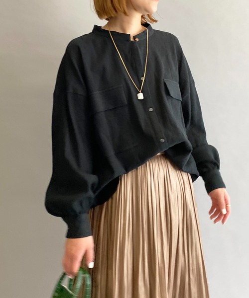 BE NEAT（ビーニート）の「Wフラップポケットシャツ（シャツ/ブラウス・レディース・ホワイト/ブラック・M）」の9枚目の写真