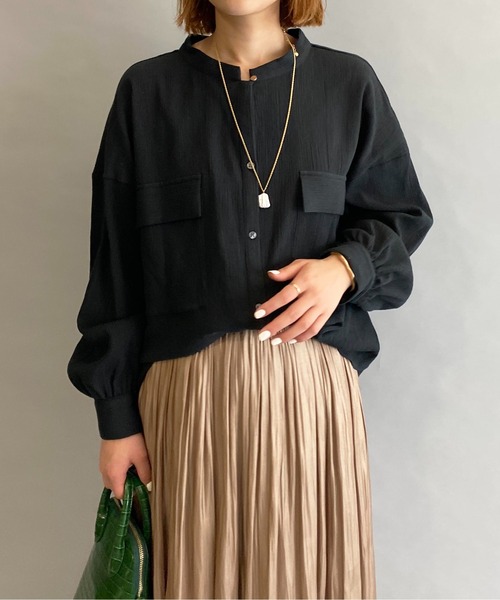 BE NEAT（ビーニート）の「Wフラップポケットシャツ（シャツ/ブラウス・レディース・ホワイト/ブラック・M）」の6枚目の写真