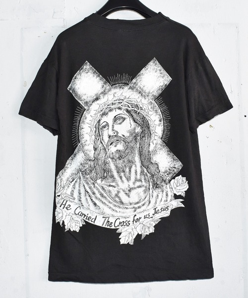 【ヴィンテージ古着】90's 'He Carried The Cross for us Jesus' プリントTシャツ 【ヴィンテージ古着】90's 'He Carried The Cross for us Jesus' プリントTシャツ