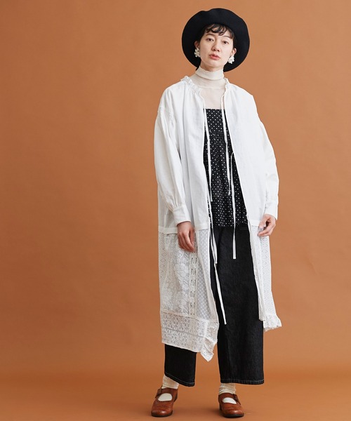 Malle（マル）の「malle コットン/ラミー　レースパッチワーク　2wayワークドレス（ワンピース・レディース・ブラック/オフホワイト/ブルー・FREE）」の5枚目の写真