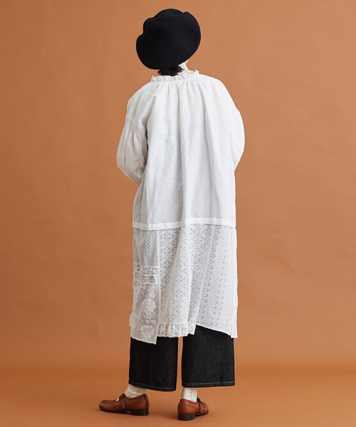 Malle（マル）の「malle コットン/ラミー　レースパッチワーク　2wayワークドレス（ワンピース・レディース・ブラック/オフホワイト/ブルー・FREE）」の7枚目の写真