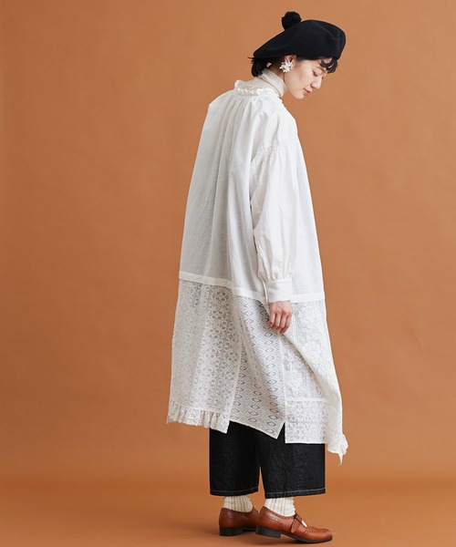 Malle（マル）の「malle コットン/ラミー　レースパッチワーク　2wayワークドレス（ワンピース・レディース・ブラック/オフホワイト/ブルー・FREE）」の8枚目の写真