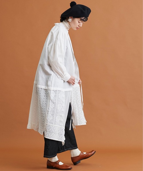 Malle（マル）の「malle コットン/ラミー　レースパッチワーク　2wayワークドレス（ワンピース・レディース・ブラック/オフホワイト/ブルー・FREE）」の9枚目の写真