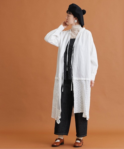 Malle（マル）の「malle コットン/ラミー　レースパッチワーク　2wayワークドレス（ワンピース・レディース・ブラック/オフホワイト/ブルー・FREE）」の11枚目の写真