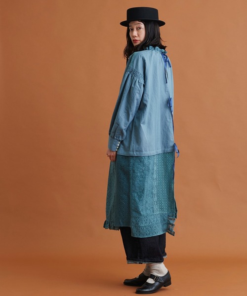 Malle（マル）の「malle コットン/ラミー　レースパッチワーク　2wayワークドレス（ワンピース・レディース・ブラック/オフホワイト/ブルー・FREE）」の16枚目の写真