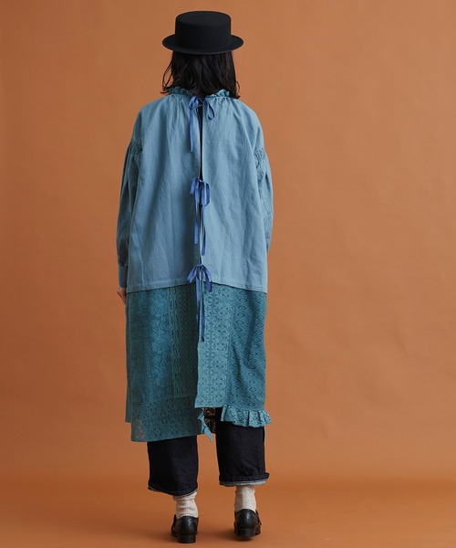 Malle（マル）の「malle コットン/ラミー　レースパッチワーク　2wayワークドレス（ワンピース・レディース・ブラック/オフホワイト/ブルー・FREE）」の17枚目の写真