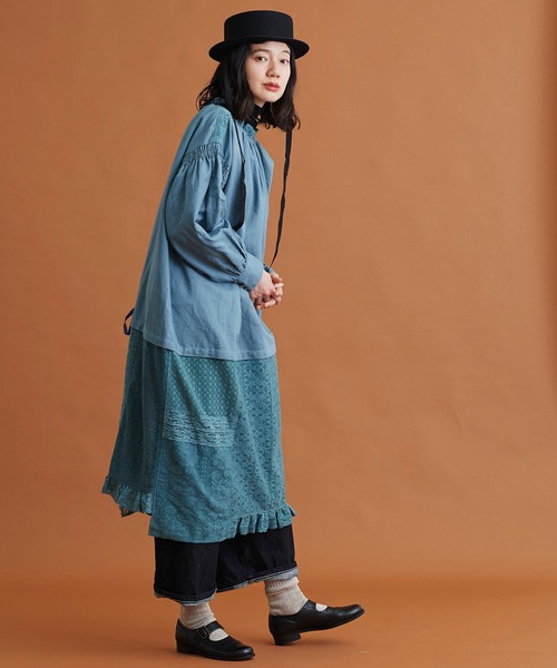 Malle（マル）の「malle コットン/ラミー　レースパッチワーク　2wayワークドレス（ワンピース・レディース・ブラック/オフホワイト/ブルー・FREE）」の18枚目の写真