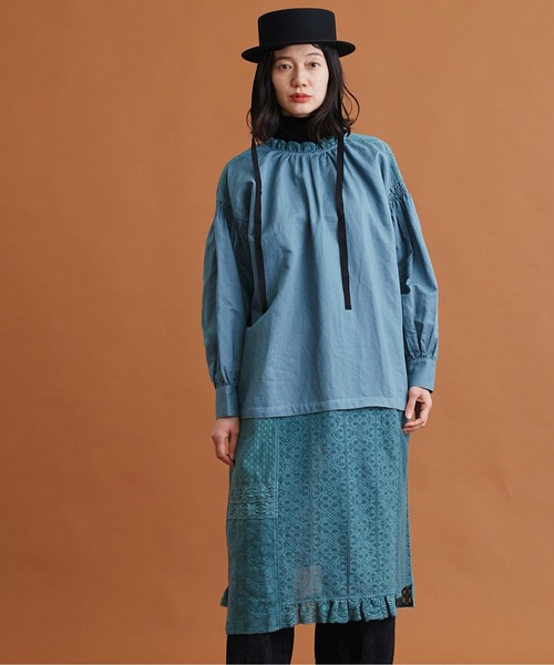 Malle（マル）の「malle コットン/ラミー　レースパッチワーク　2wayワークドレス（ワンピース・レディース・ブラック/オフホワイト/ブルー・FREE）」の19枚目の写真