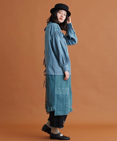 Malle（マル）の「malle コットン/ラミー　レースパッチワーク　2wayワークドレス（ワンピース・レディース・ブラック/オフホワイト/ブルー・FREE）」の20枚目の写真