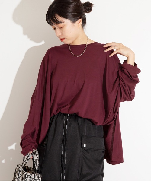 VERMEIL par iena(ヴェルメイユパーイエナ)の「【ESLOW/エスロー】クルーネックプルオーバー◆(Tシャツ/カットソー・レディース・ホワイト/ブラック/ボルドー・FREE)」の1枚目の写真