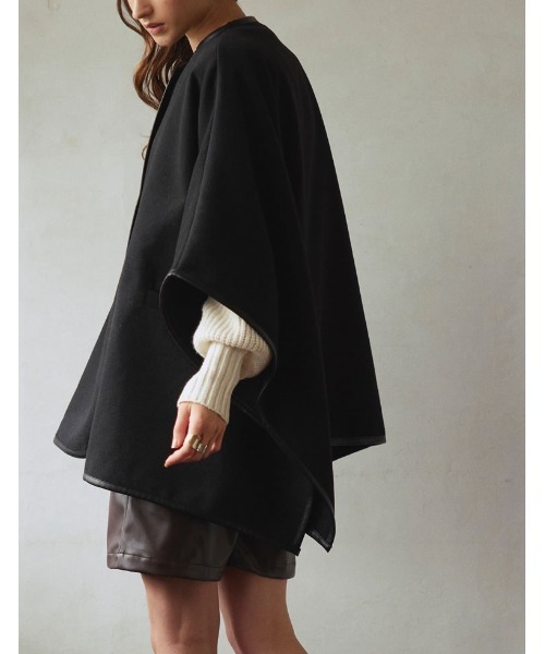 Re:EDIT（リエディ）の「カットメルトンチュニックポンチョコート（ポンチョ・レディース・ブラック/モカ/ベージュ・FREE）」の5枚目の写真
