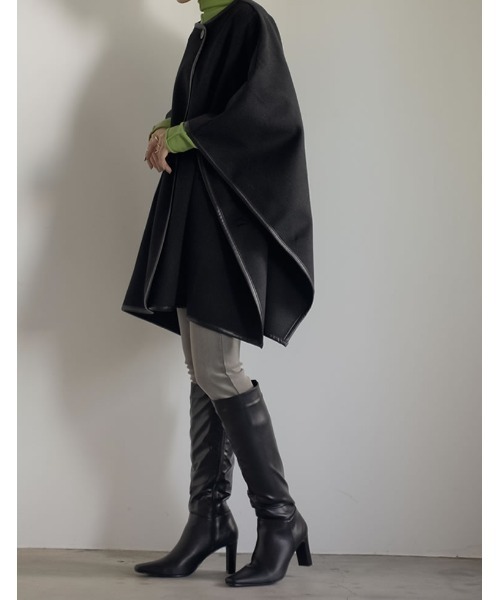 Re:EDIT（リエディ）の「カットメルトンチュニックポンチョコート（ポンチョ・レディース・ブラック/モカ/ベージュ・FREE）」の15枚目の写真