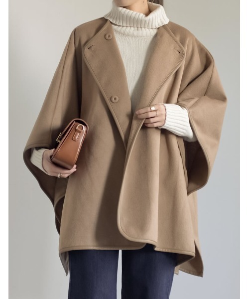 Re:EDIT（リエディ）の「カットメルトンチュニックポンチョコート（ポンチョ・レディース・ブラック/モカ/ベージュ・FREE）」の18枚目の写真