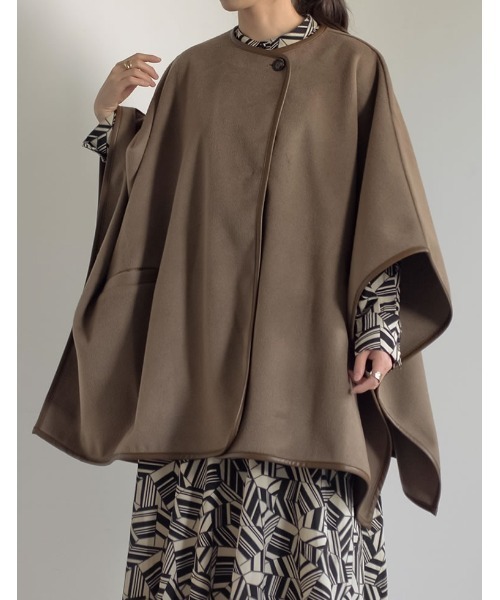 Re:EDIT（リエディ）の「カットメルトンチュニックポンチョコート（ポンチョ・レディース・ブラック/モカ/ベージュ・FREE）」の22枚目の写真