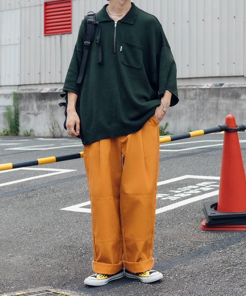 Perushu（ペルーシュ）の「ハーフジップポロニット（ポロシャツ・メンズ・パープル/グリーン/ダークブルー・MEDIUM/LARGE）」の6枚目の写真