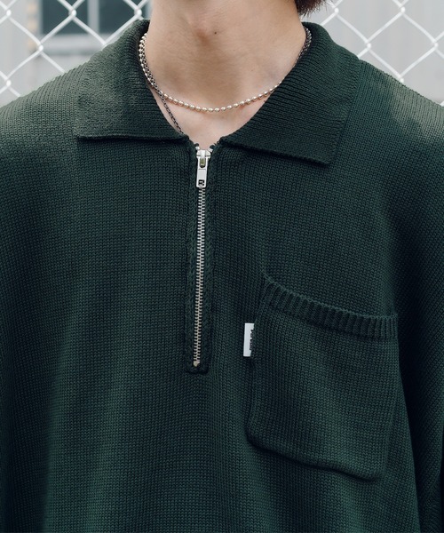 Perushu（ペルーシュ）の「ハーフジップポロニット（ポロシャツ・メンズ・パープル/グリーン/ダークブルー・MEDIUM/LARGE）」の15枚目の写真