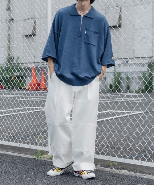 Perushu（ペルーシュ）の「ハーフジップポロニット（ポロシャツ・メンズ・パープル/グリーン/ダークブルー・MEDIUM/LARGE）」の20枚目の写真