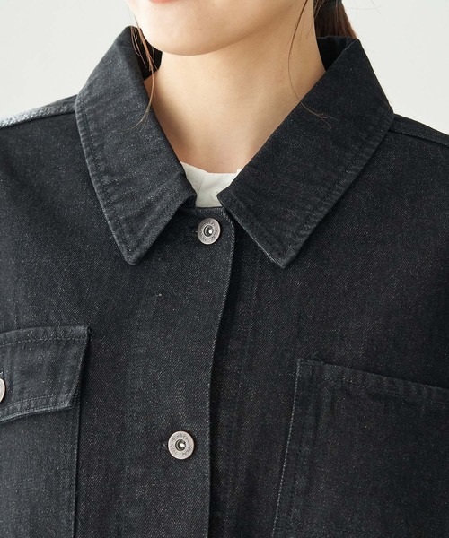 Dickies（ディッキーズ）の「【Dickies/ディッキーズ別注】デニムシャツブルゾン（デニムジャケット・レディース・ブラック・38）」の5枚目の写真