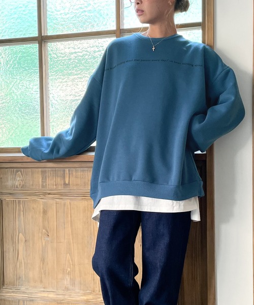 junoah（ジュノア）の「裏起毛ビッグシルエットトレーナー（スウェット・レディース・ホワイト/ブラック/ブルー/ブラウン/グレー・MEDIUM/LARGE/X-LARGE）」の14枚目の写真