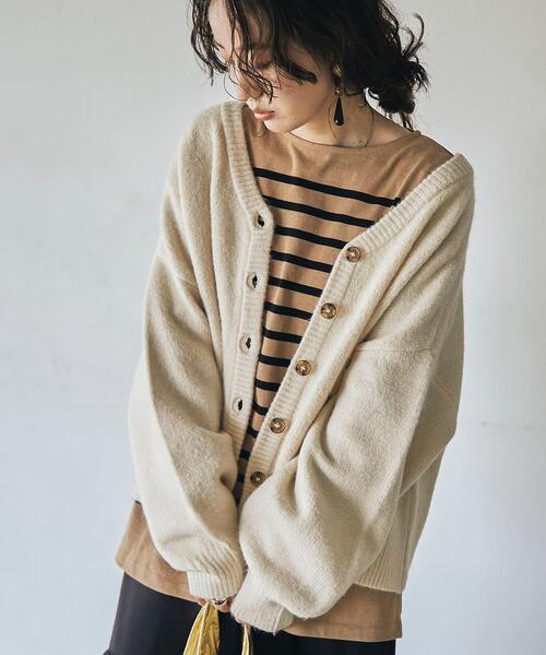 coen（コーエン）の「［洗える］モチフワ2WAYニット（カーディガン/ボレロ・レディース・オフホワイト/マスタード/ダークグレー・MEDIUM/LARGE）」の2枚目の写真