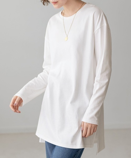 GeeRA(ジーラ)の「選べる裾デザイン!綿100%吸湿発熱Tシャツ(Tシャツ/カットソー・レディース・ホワイト/ブラック/ホワイト系その他/ブラック系その他・SMALL/MEDIUM/LARGE/X-LARGE/XX-LARGE)」の3枚目の写真