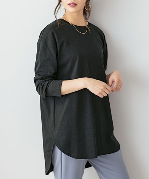 GeeRA(ジーラ)の「選べる裾デザイン!綿100%吸湿発熱Tシャツ(Tシャツ/カットソー・レディース・ホワイト/ブラック/ホワイト系その他/ブラック系その他・SMALL/MEDIUM/LARGE/X-LARGE/XX-LARGE)」の4枚目の写真