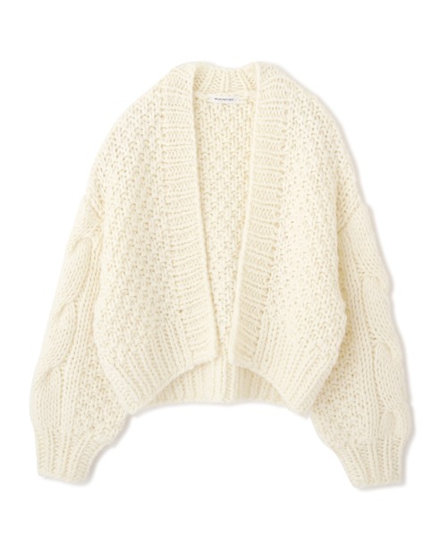 NATURAL BEAUTY BASIC（ナチュラルビューティーベーシック）の「ハンドニッティングカーデ（カーディガン/ボレロ・レディース・オフホワイト/ピンク/グリーン・MEDIUM）」の4枚目の写真