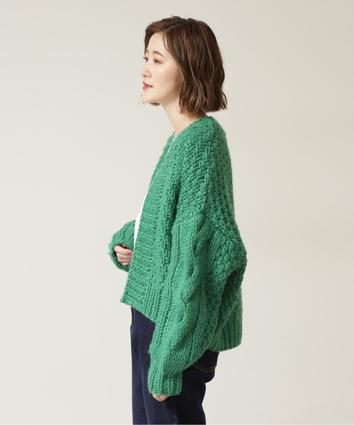 NATURAL BEAUTY BASIC（ナチュラルビューティーベーシック）の「ハンドニッティングカーデ（カーディガン/ボレロ・レディース・オフホワイト/ピンク/グリーン・MEDIUM）」の13枚目の写真