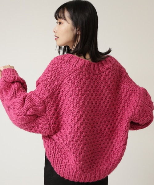 NATURAL BEAUTY BASIC（ナチュラルビューティーベーシック）の「ハンドニッティングカーデ（カーディガン/ボレロ・レディース・オフホワイト/ピンク/グリーン・MEDIUM）」の22枚目の写真