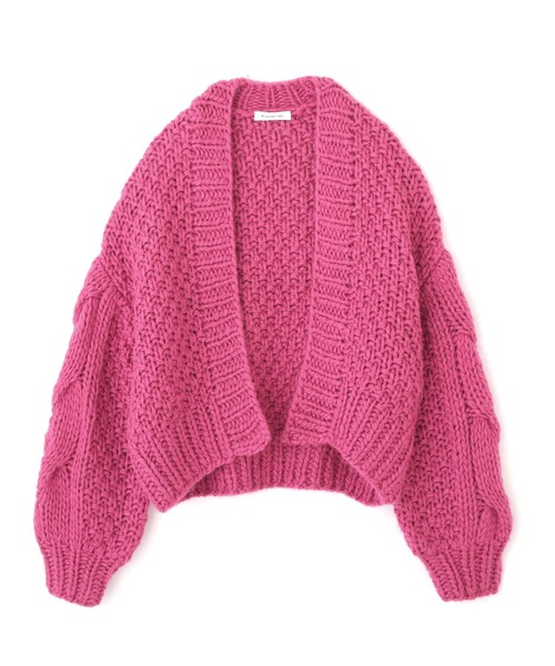 NATURAL BEAUTY BASIC（ナチュラルビューティーベーシック）の「ハンドニッティングカーデ（カーディガン/ボレロ・レディース・オフホワイト/ピンク/グリーン・MEDIUM）」の6枚目の写真