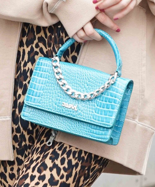 X-girl(エックスガール)の「FAUX CROC 2WAY MINI BAG(ショルダーバッグ・レディース・オレンジ/ブルー/ブラック/ピンク/ネイビー・ONE SIZE)」の3枚目の写真