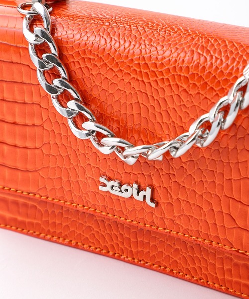 X-girl(エックスガール)の「FAUX CROC 2WAY MINI BAG(ショルダーバッグ・レディース・オレンジ/ブルー/ブラック/ピンク/ネイビー・ONE SIZE)」の7枚目の写真