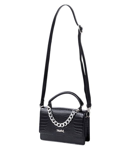 X-girl(エックスガール)の「FAUX CROC 2WAY MINI BAG(ショルダーバッグ・レディース・オレンジ/ブルー/ブラック/ピンク/ネイビー・ONE SIZE)」の11枚目の写真