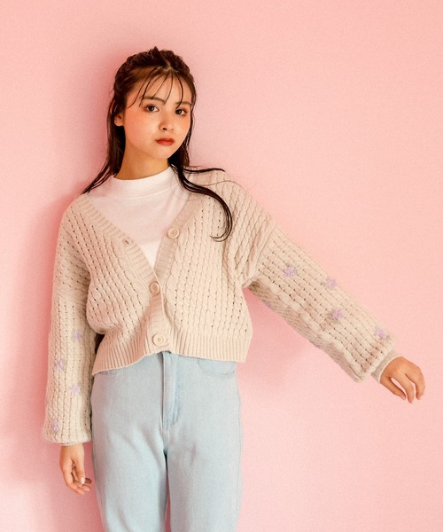 OLIVE des OLIVE（オリーブデオリーブ）の「お花刺繍カーディガン（カーディガン/ボレロ・レディース・ブラック/ブルー/ミント/オフホワイト・FREE）」の5枚目の写真