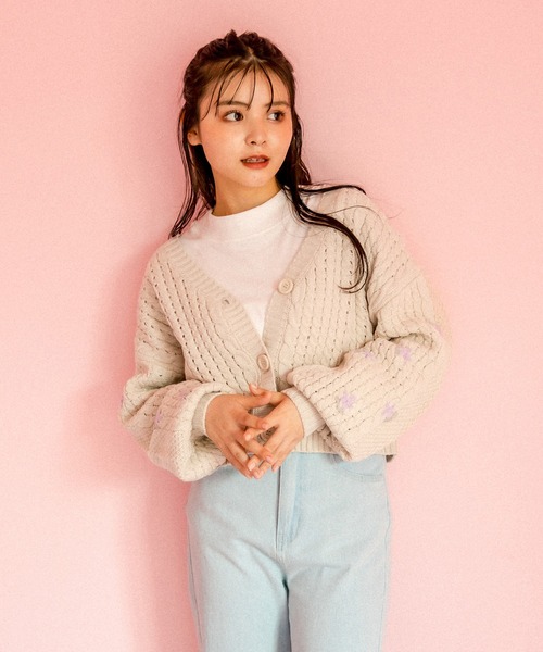 OLIVE des OLIVE（オリーブデオリーブ）の「お花刺繍カーディガン（カーディガン/ボレロ・レディース・ブラック/ブルー/ミント/オフホワイト・FREE）」の6枚目の写真