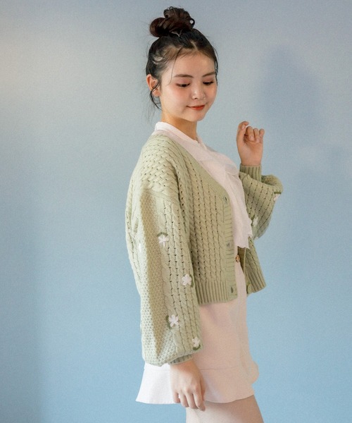 OLIVE des OLIVE（オリーブデオリーブ）の「お花刺繍カーディガン（カーディガン/ボレロ・レディース・ブラック/ブルー/ミント/オフホワイト・FREE）」の13枚目の写真