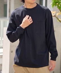 【GOODWEAR】袖リブ ポケット付き L/S TEE ヘビーウェイトUSAコットン 長袖Tシャツ 無地ロンT 2W7-8518