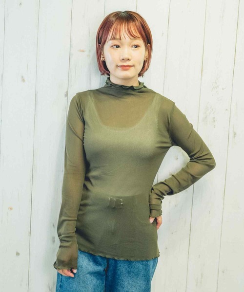 Clice de Paris(クリシェドゥパリス)の「K/シースルータートル(Tシャツ/カットソー・レディース・グレー/カーキ・ONESIZE)」の2枚目の写真