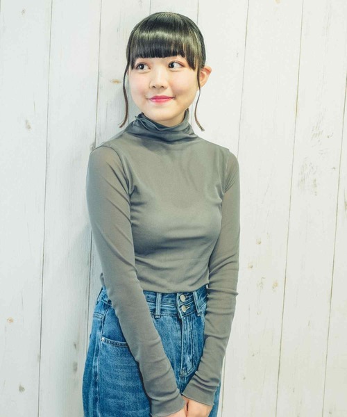 Clice de Paris(クリシェドゥパリス)の「K/シースルータートル(Tシャツ/カットソー・レディース・グレー/カーキ・ONESIZE)」の4枚目の写真