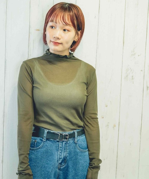 Clice de Paris(クリシェドゥパリス)の「K/シースルータートル(Tシャツ/カットソー・レディース・グレー/カーキ・ONESIZE)」の10枚目の写真