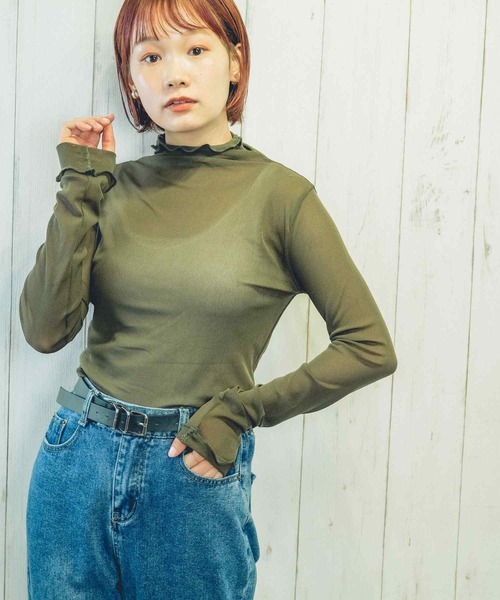 Clice de Paris(クリシェドゥパリス)の「K/シースルータートル(Tシャツ/カットソー・レディース・グレー/カーキ・ONESIZE)」の7枚目の写真