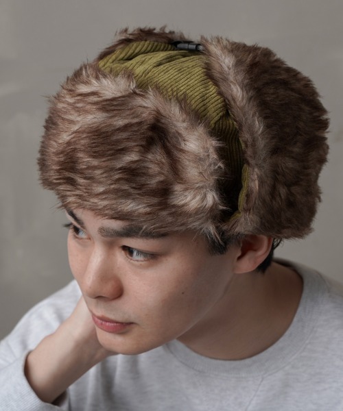 SPINNS(スピンズ)の「コーデュロイ アビエーターキャップ(キャップ・メンズ・カーキ/ブラック/ブラウン・ONESIZE)」の1枚目の写真