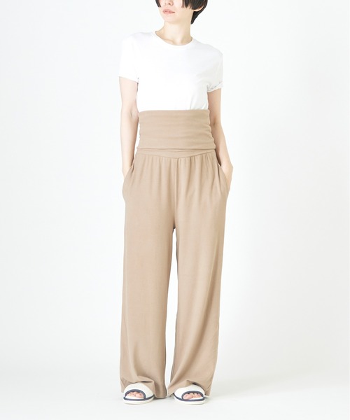 Priv. Spoons Club（プライベートスプーンズクラブ）の「ハイウエストパウダリーパンツ（ルームウェア/パジャマ・レディース・ライトブラウン/グリーン/アイボリー・M/S）」の17枚目の写真