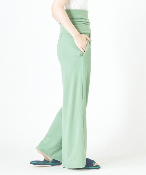 Priv. Spoons Club（プライベートスプーンズクラブ）の「ハイウエストパウダリーパンツ（ルームウェア/パジャマ・レディース・ライトブラウン/グリーン/アイボリー・M/S）」の14枚目の写真