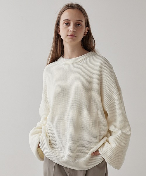 CLEL(クレイル)の「【CLEL】Balloon Sleeve Crew Neck Knit / バルーン袖クルーネックニット(ニット/セーター・メンズ・ダークグレー/グレイッシュベージュ/ライトグレー/アイボリー/ダークグリーン・S/M/L)」の18枚目の写真