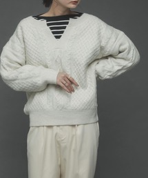 SENSE OF PLACE by URBAN RESEARCH | ストレッチアルパカキーネックケーブルセーター(ニット/セーター)