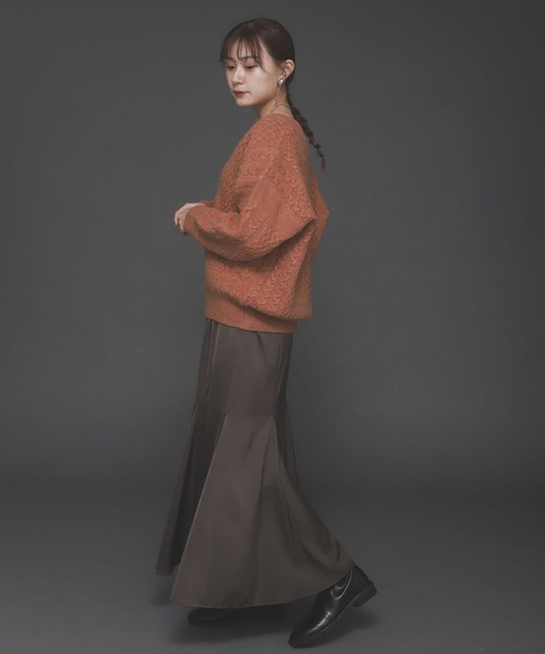 SENSE OF PLACE by URBAN RESEARCH（センスオブプレイスバイアーバンリサーチ）の「ストレッチアルパカキーネックケーブルセーター（ニット/セーター・レディース・ブラウン/ピンクベージュ/アイボリー・ONE）」の8枚目の写真