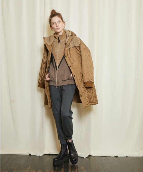 gomme（ゴム）の「ウォームポンチ　トラックパンツ（スウェットパンツ・レディース・ブラック/チャコールグレー・MEDIUM）」の5枚目の写真