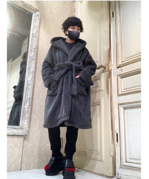 gomme（ゴム）の「ウォームポンチ　トラックパンツ（スウェットパンツ・レディース・ブラック/チャコールグレー・MEDIUM）」の3枚目の写真